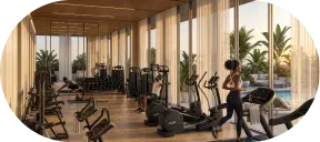 Fitness studio overlooking the marina