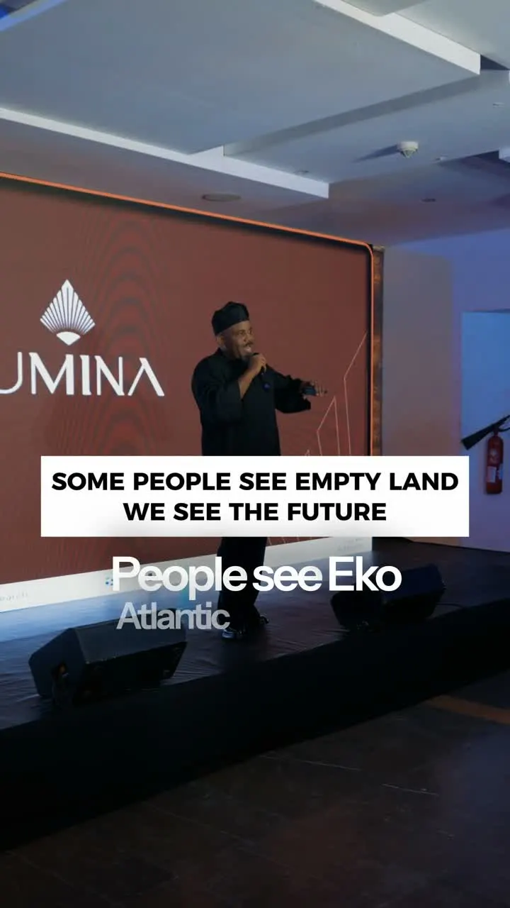 Eno speaking at the LUMINA launch